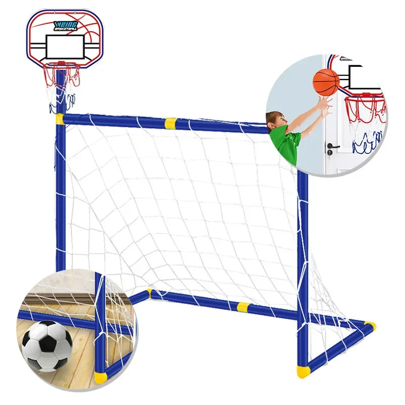 Kmoist 2 In 1 Sports Toy Basketball Stand Football Goal