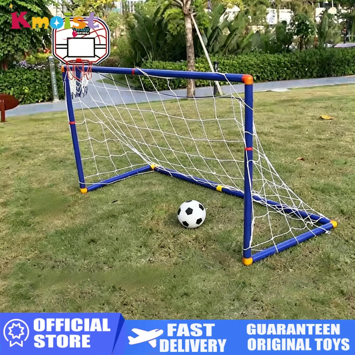 Kmoist 2 In 1 Sports Toy Basketball Stand Football Goal