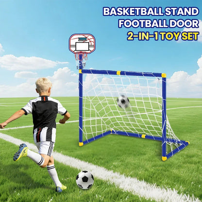 Kmoist 2 In 1 Sports Toy Basketball Stand Football Goal