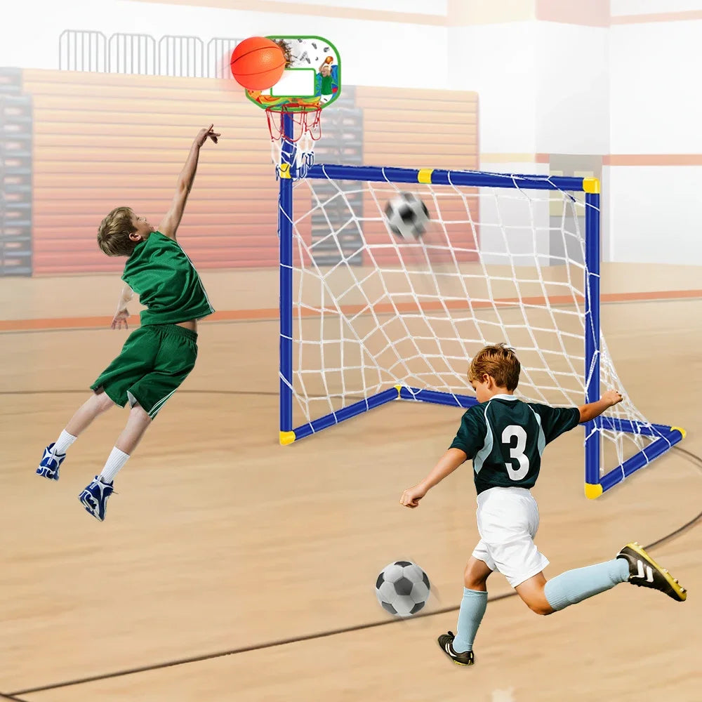 Kmoist 2 In 1 Sports Toy Basketball Stand Football Goal