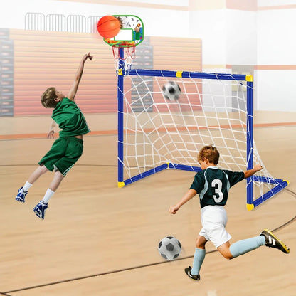 Kmoist 2 In 1 Sports Toy Basketball Stand Football Goal